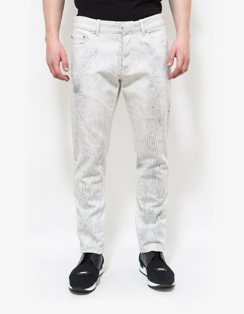 Balenciaga White Distressed Print Jeans