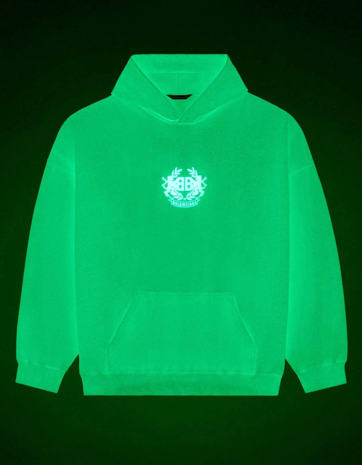 Balenciaga White GITD Lion's Laurel Boxy Hoodie