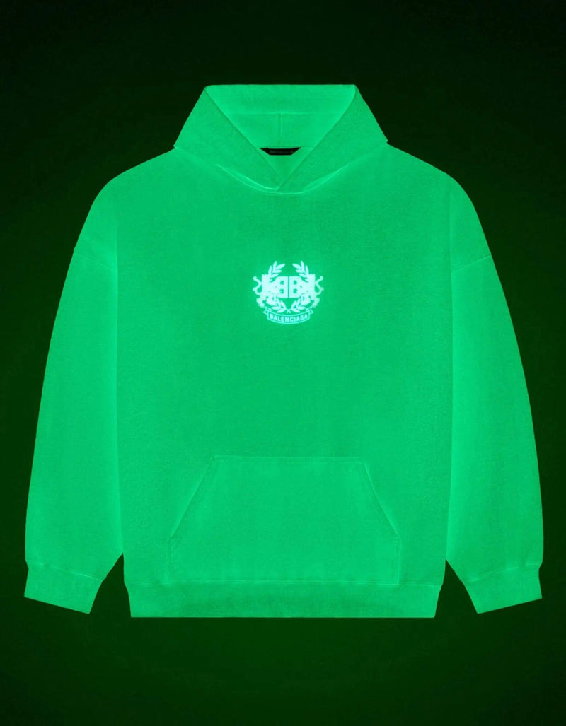 Balenciaga White GITD Lion's Laurel Boxy Hoodie