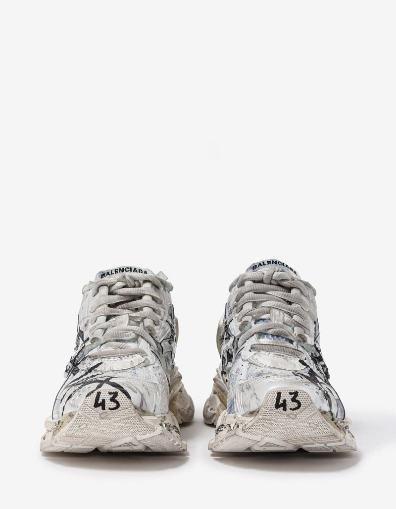 Balenciaga White Graffiti Runner Trainers