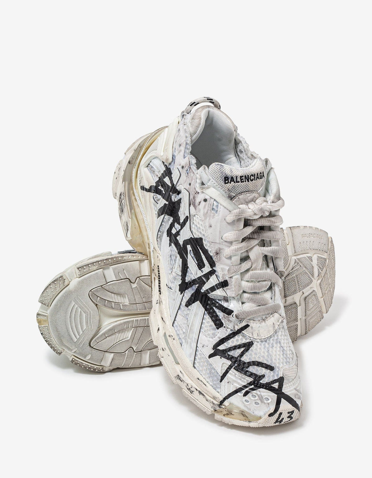 Balenciaga White Graffiti Runner Trainers