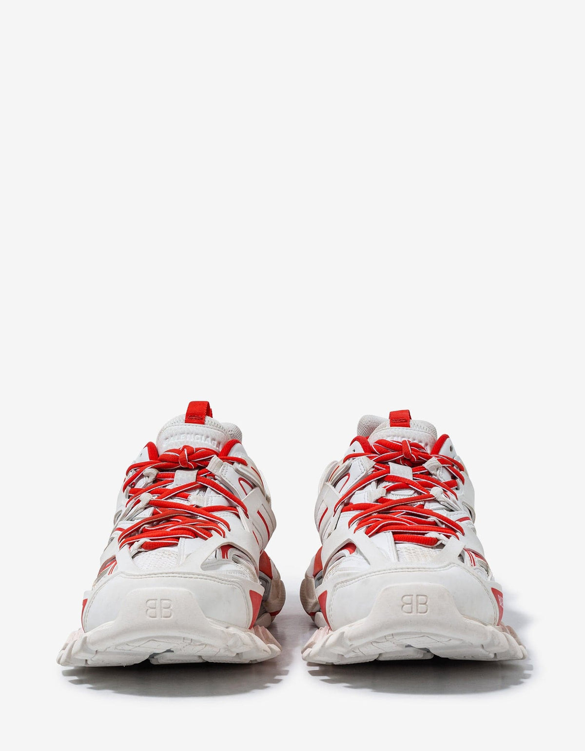 Balenciaga White & Red Track Worn Out Trainers