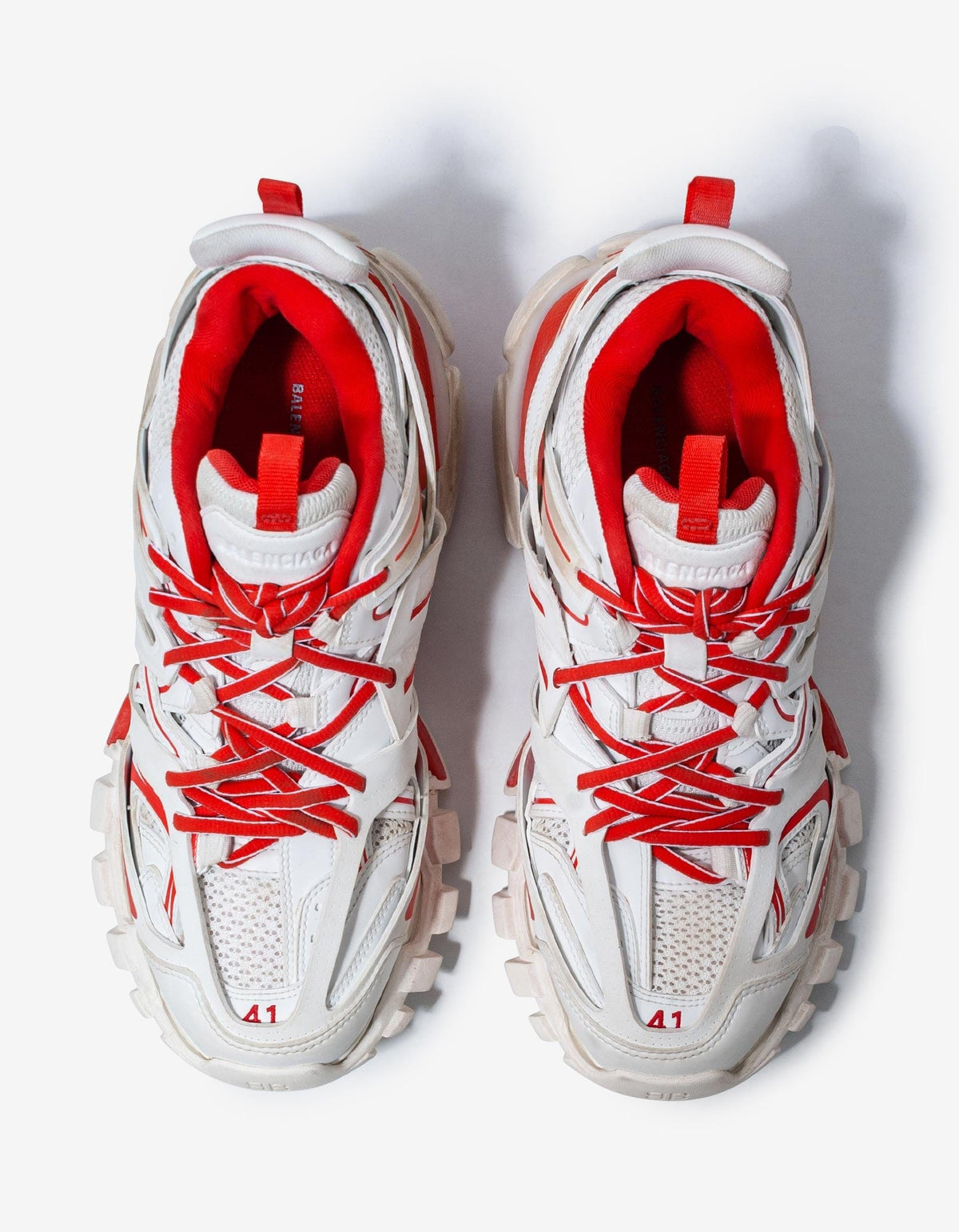 Balenciaga White & Red Track Worn Out Trainers