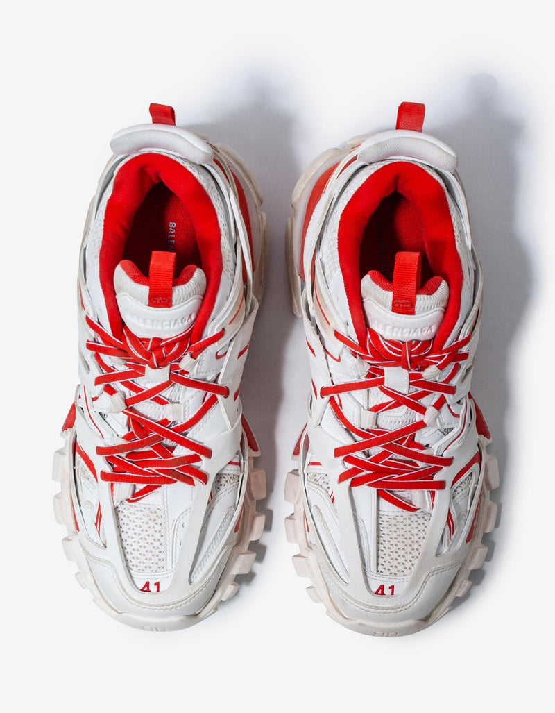 Balenciaga White & Red Track Worn Out Trainers