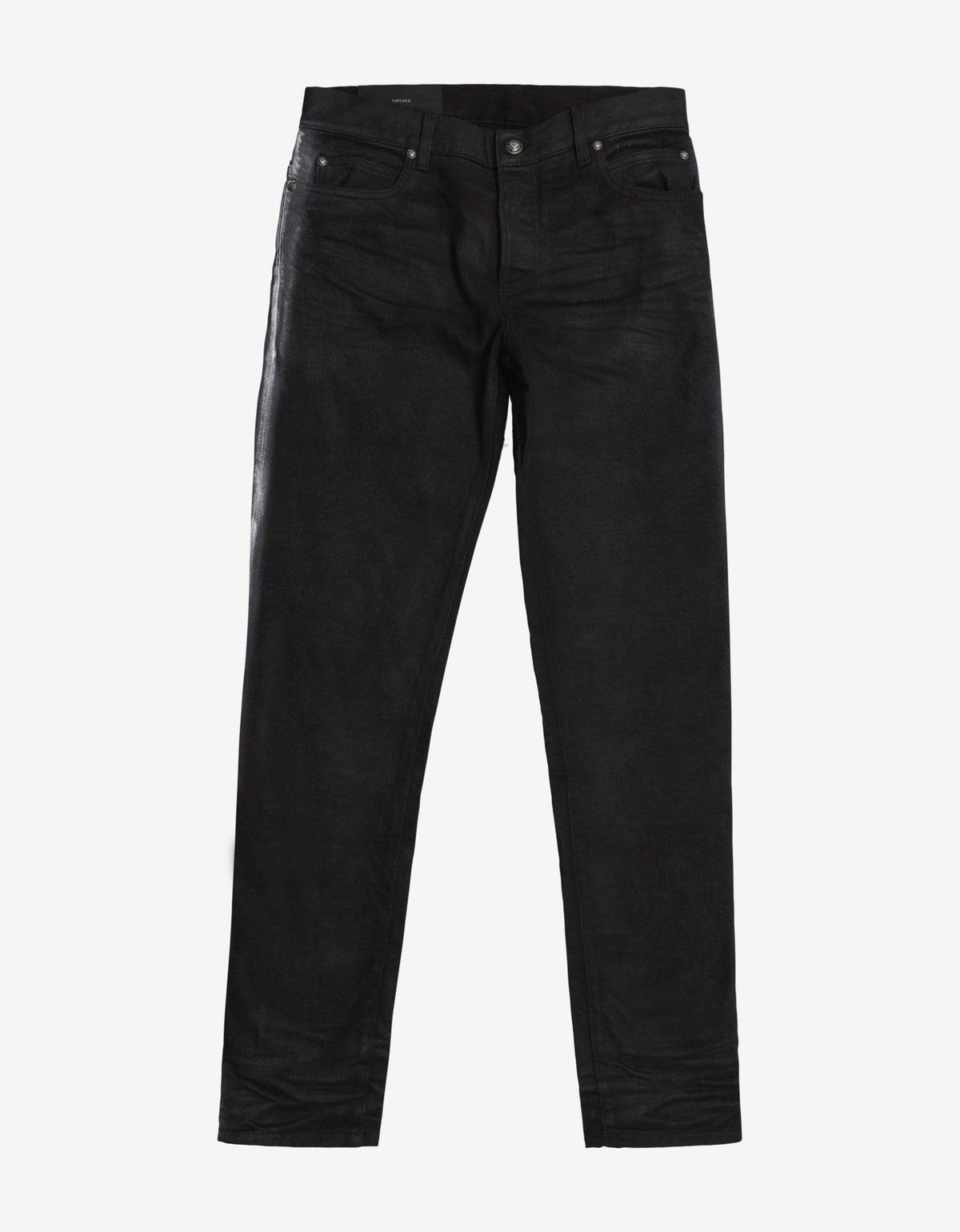 Balmain Black B Logo Spray Paint Stripe Jeans