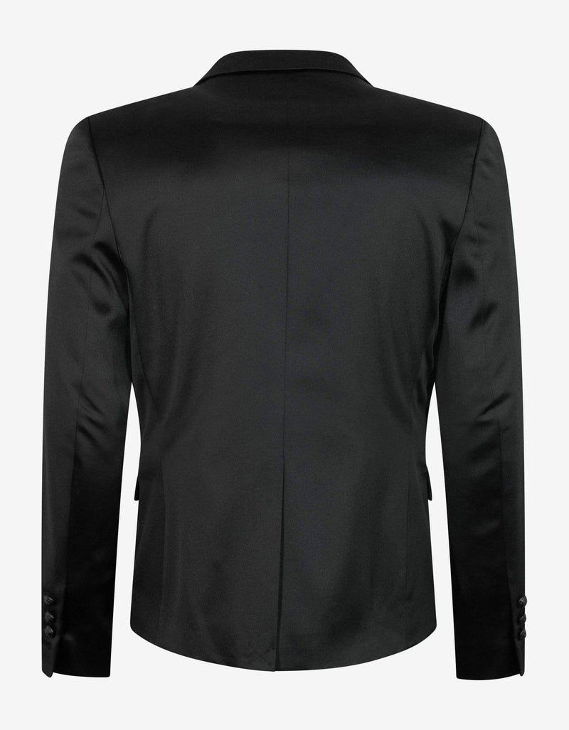 Balmain Black Double-Breasted Silk Blazer