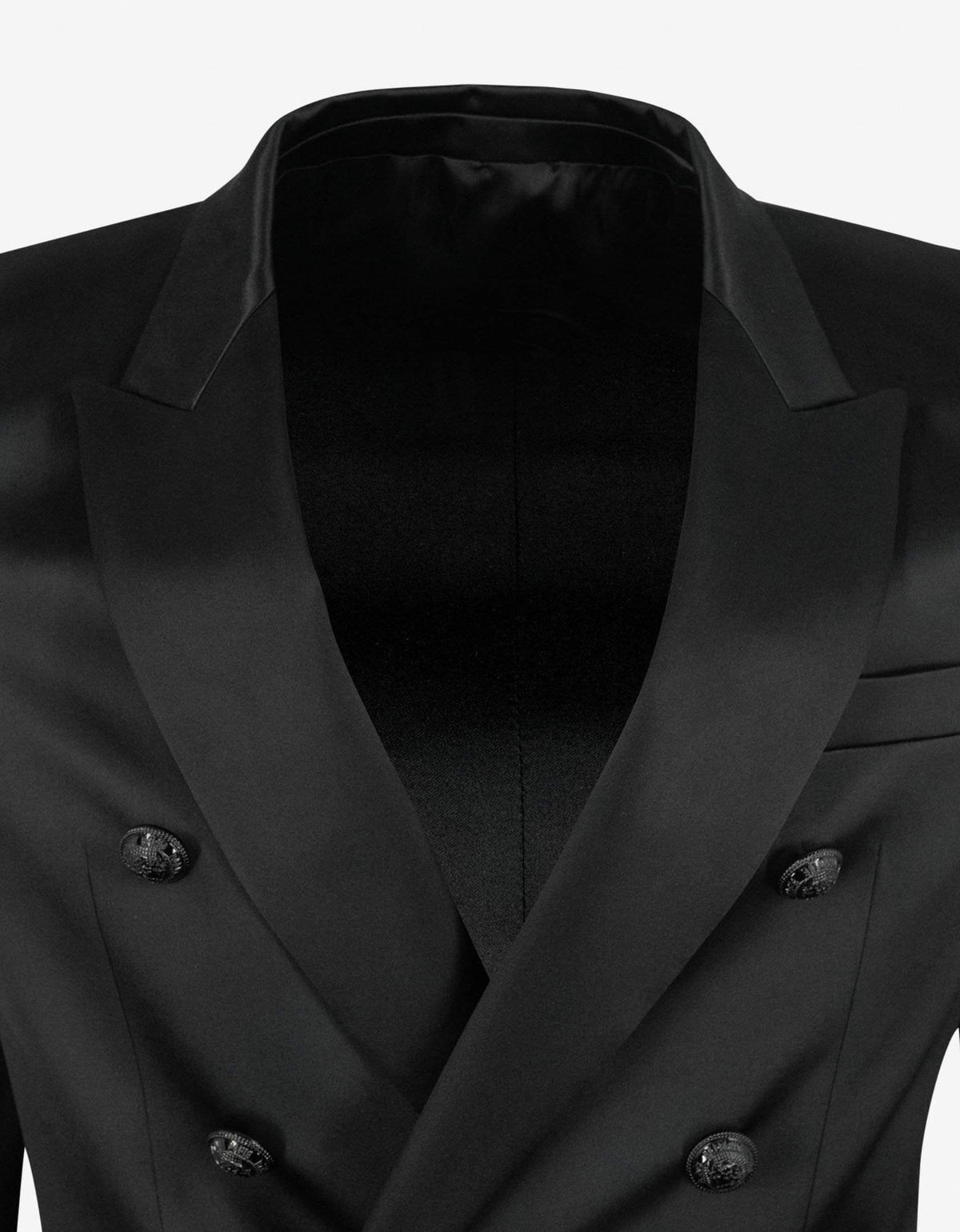 Balmain Black Double-Breasted Silk Blazer