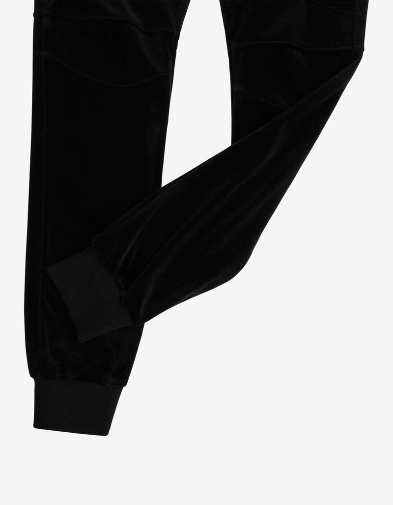 Balmain Black Velvet Biker Sweat Pants