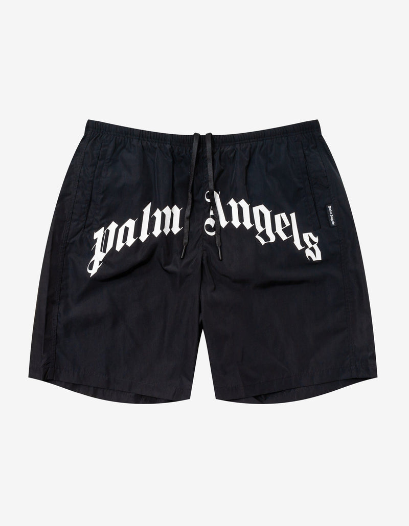 Black Curved Logo Swim Shorts