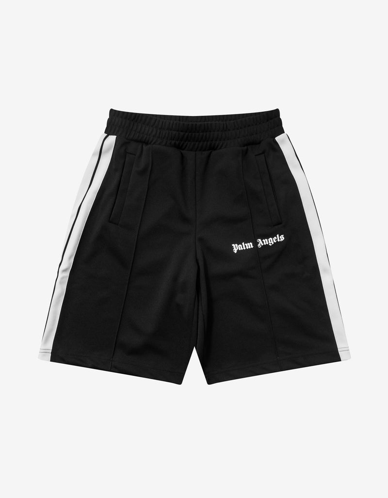 Black Track Shorts With Stripes