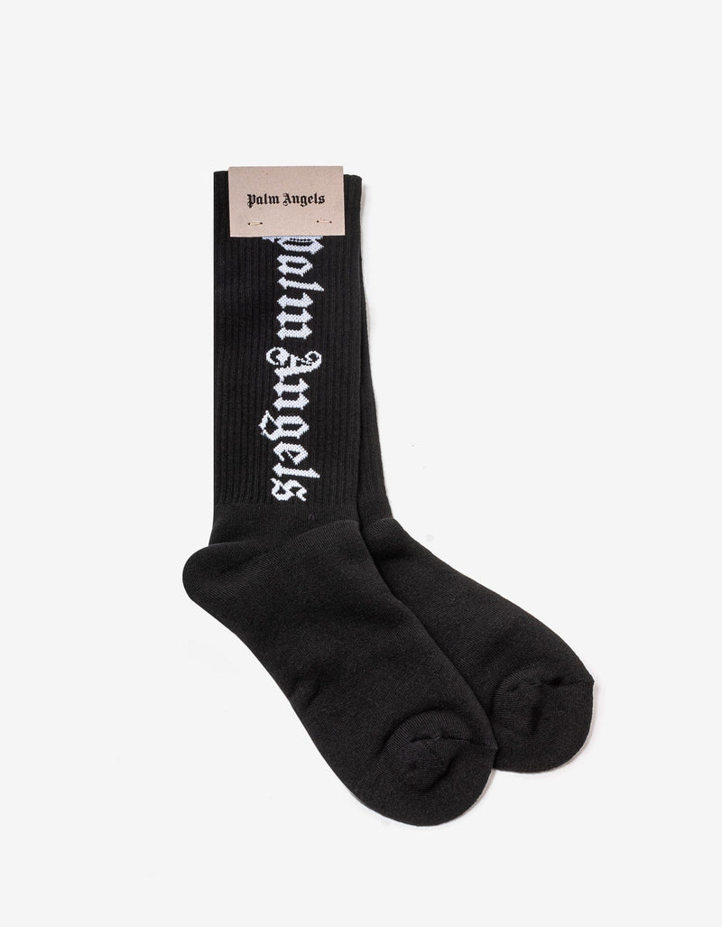 Black Vertical Logo Socks