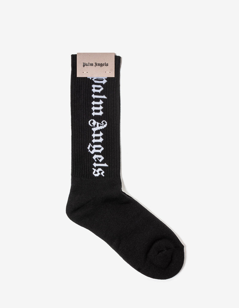 Black Vertical Logo Socks