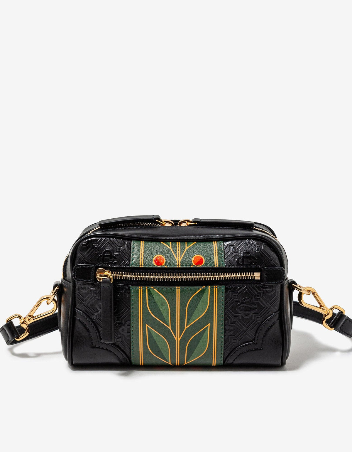 Casablanca Black Monogram Leather Crossbody Bag