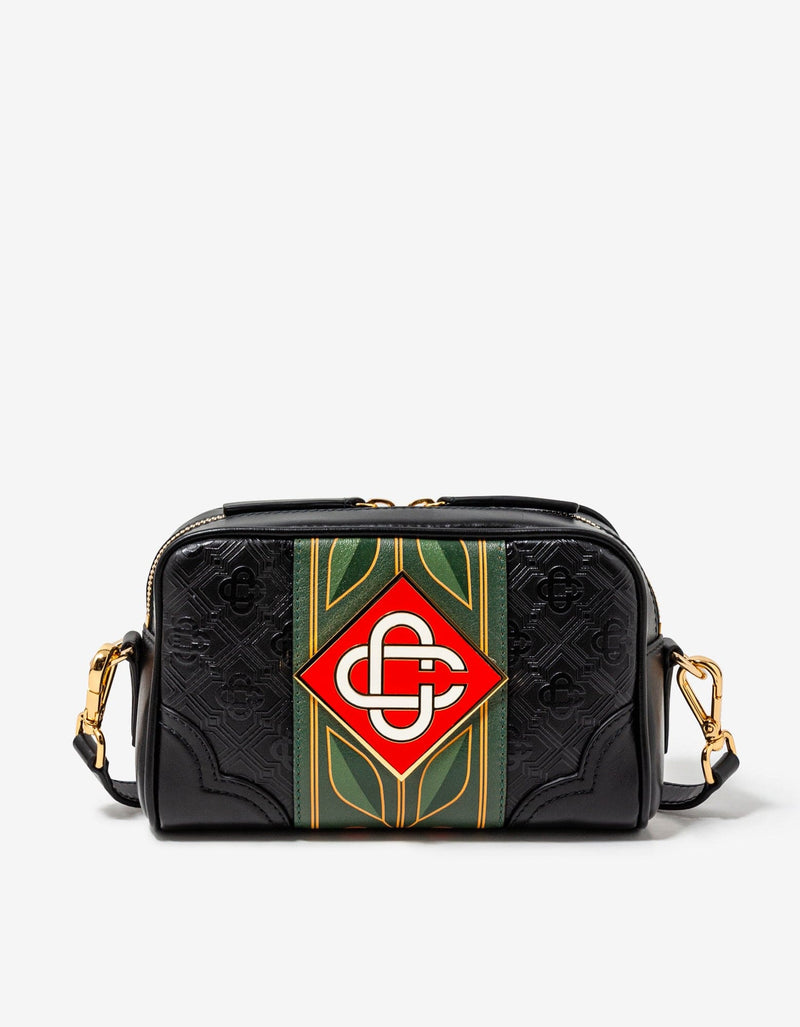 Casablanca Black Monogram Leather Crossbody Bag