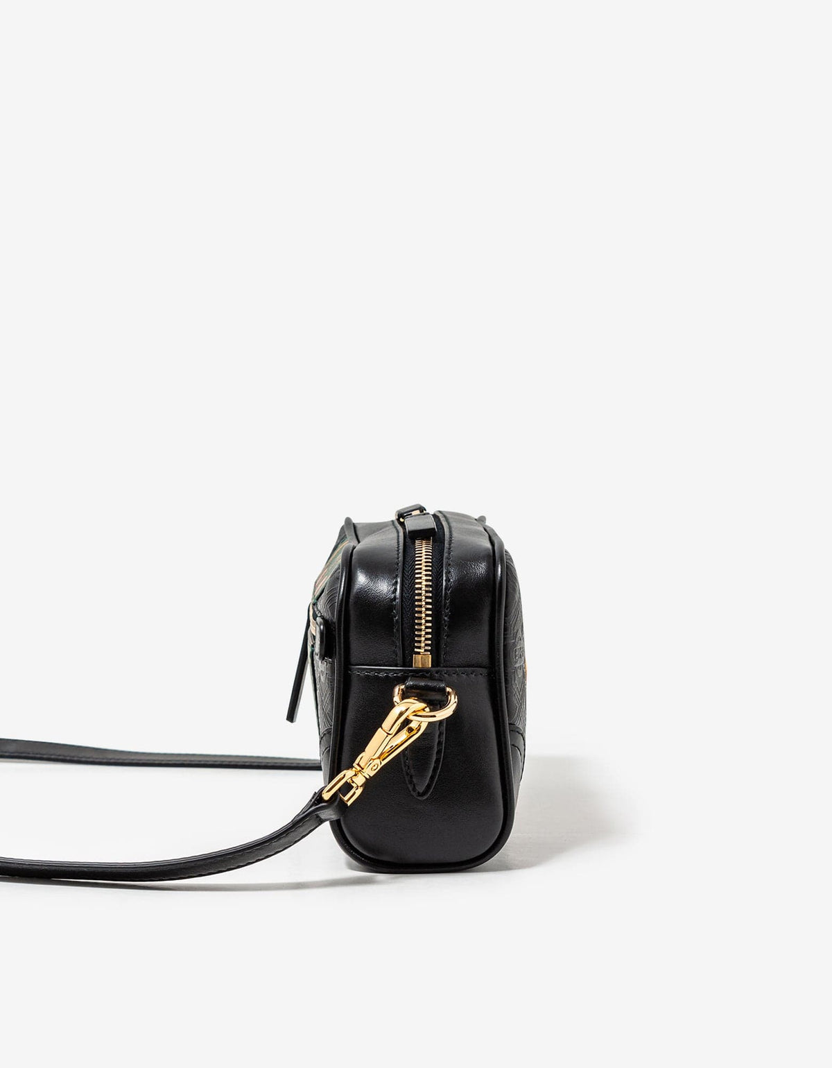 Casablanca Black Monogram Leather Crossbody Bag