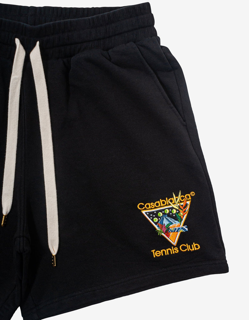 Casablanca Black Tennis Club Icon Embroidered Sweat Shorts