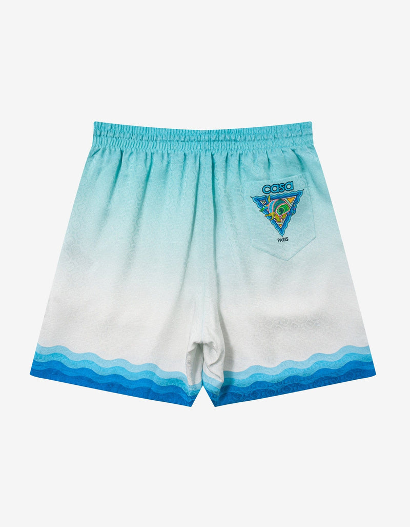 Casablanca Blue Alebrije Armadillo Silk Shorts