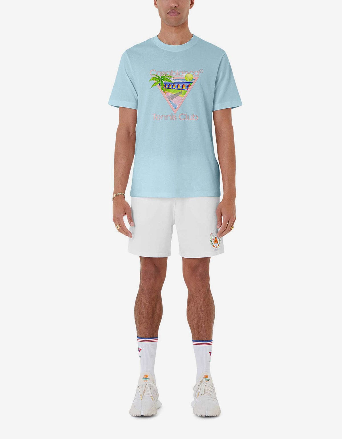 Casablanca Blue Tennis Club Pastelle Print T-Shirt