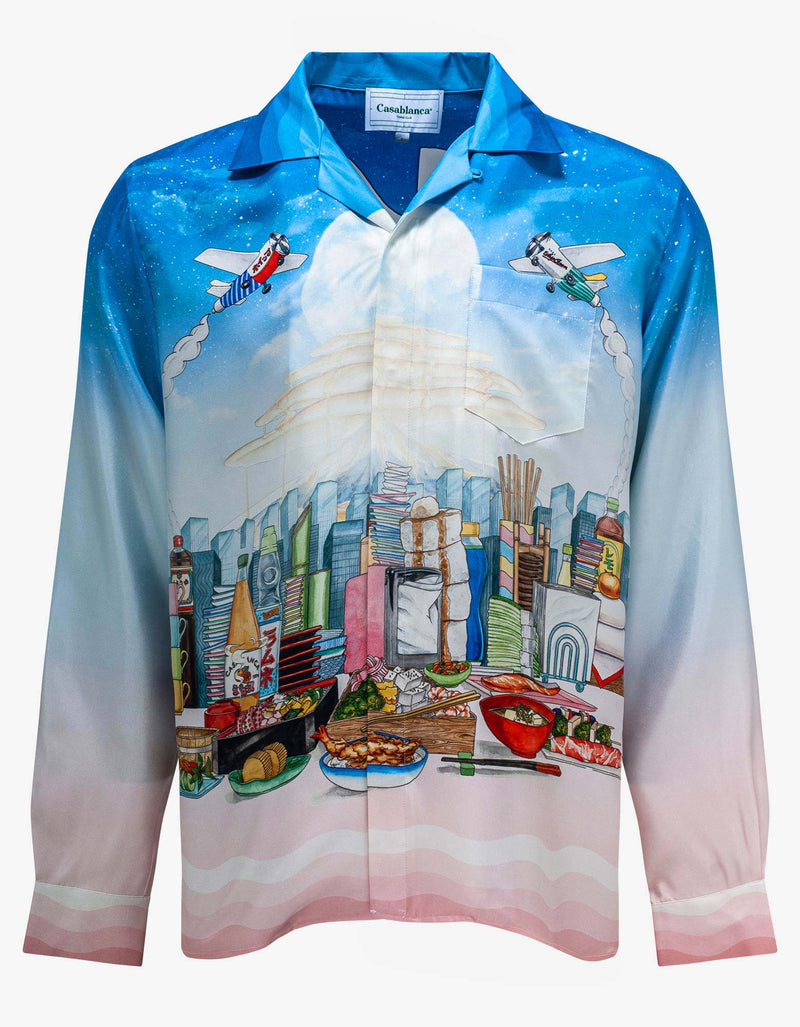 Casablanca Casa Cafe Print Silk Shirt