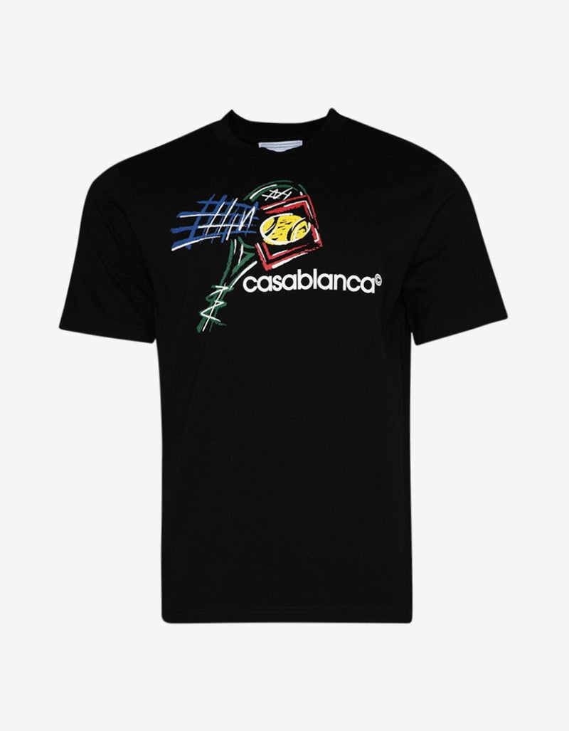 Casablanca Casablanca Black Croquis De Tennis T-Shirt