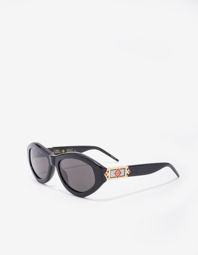 Casablanca Casablanca Black & Gold Monogram Plaque Sunglasses