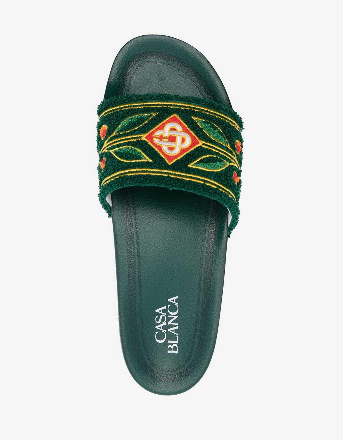 Casablanca Casablanca Green Embroidered Terry Slider Sandals