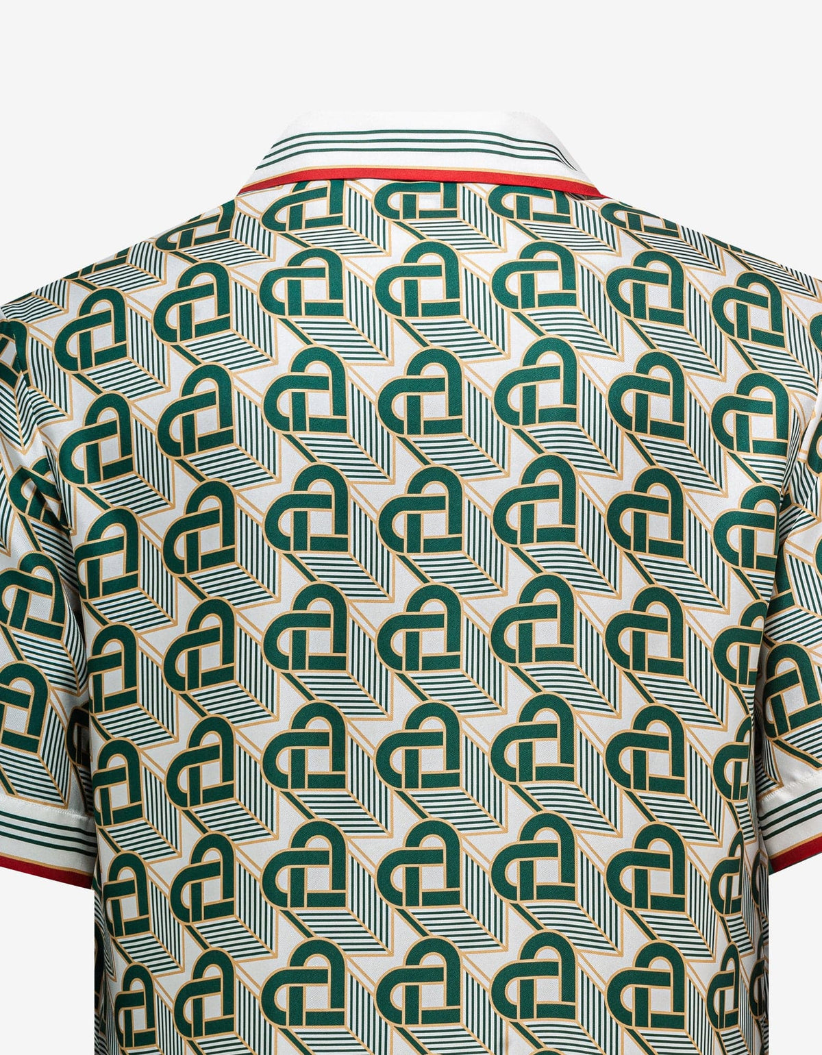 Casablanca Green Heart Monogram Silk Short Sleeve Shirt