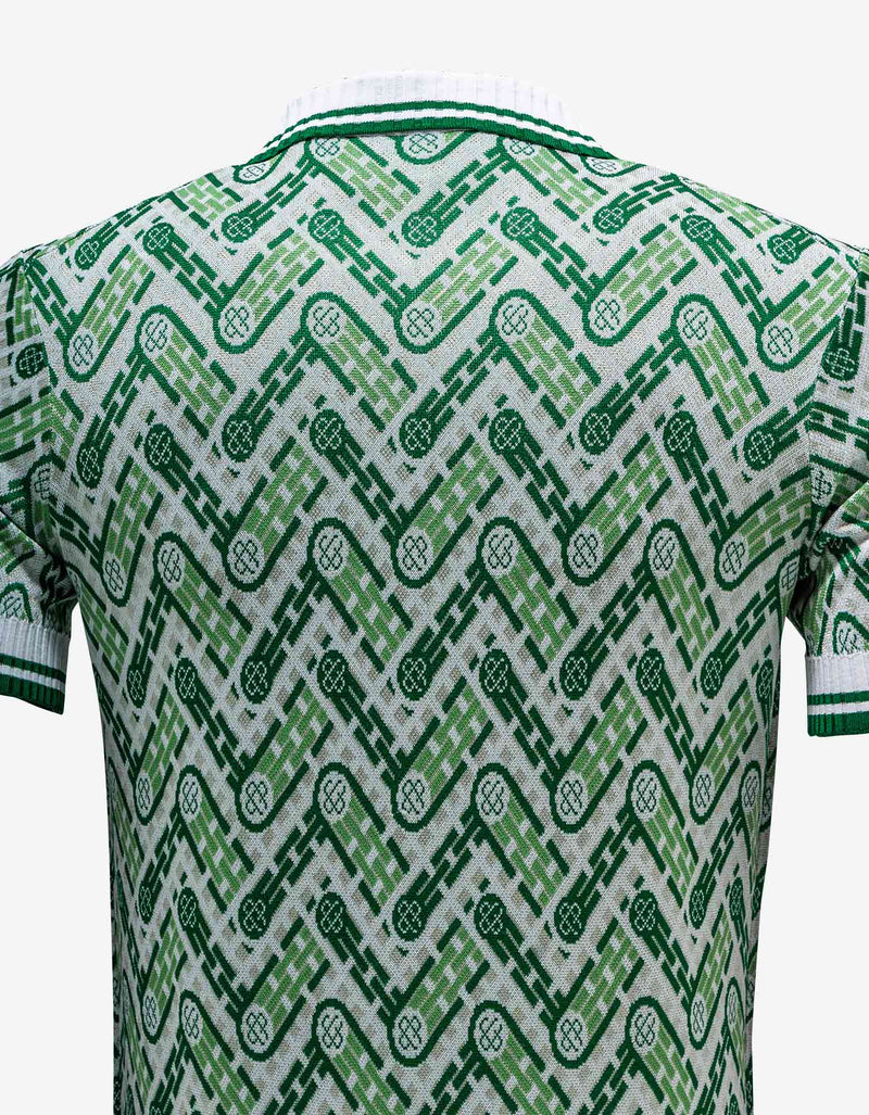 Casablanca Green Monogram Knitted Polo T-Shirt