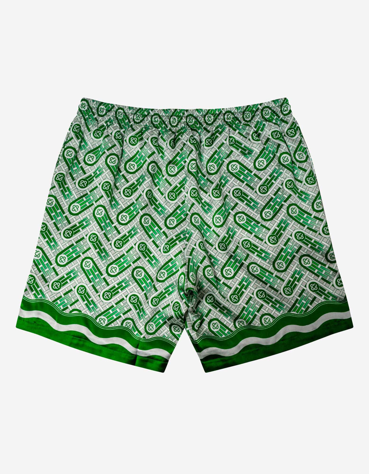 Casablanca Green Monogram Silk Satin Shorts