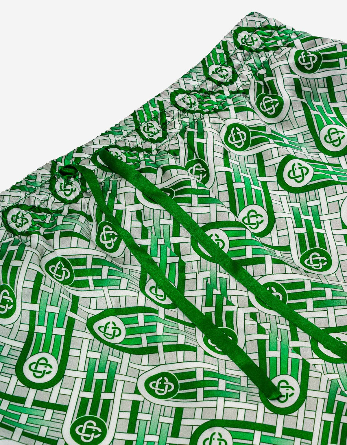 Casablanca Green Monogram Silk Satin Shorts