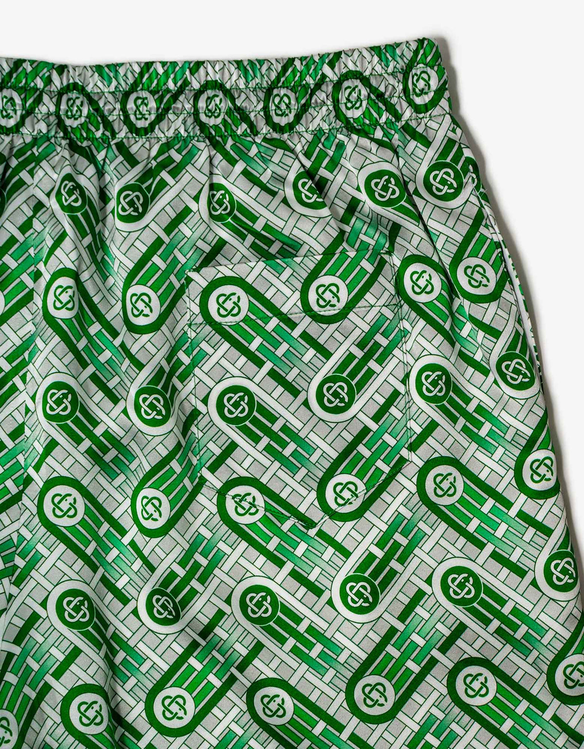 Casablanca Green Monogram Silk Satin Shorts