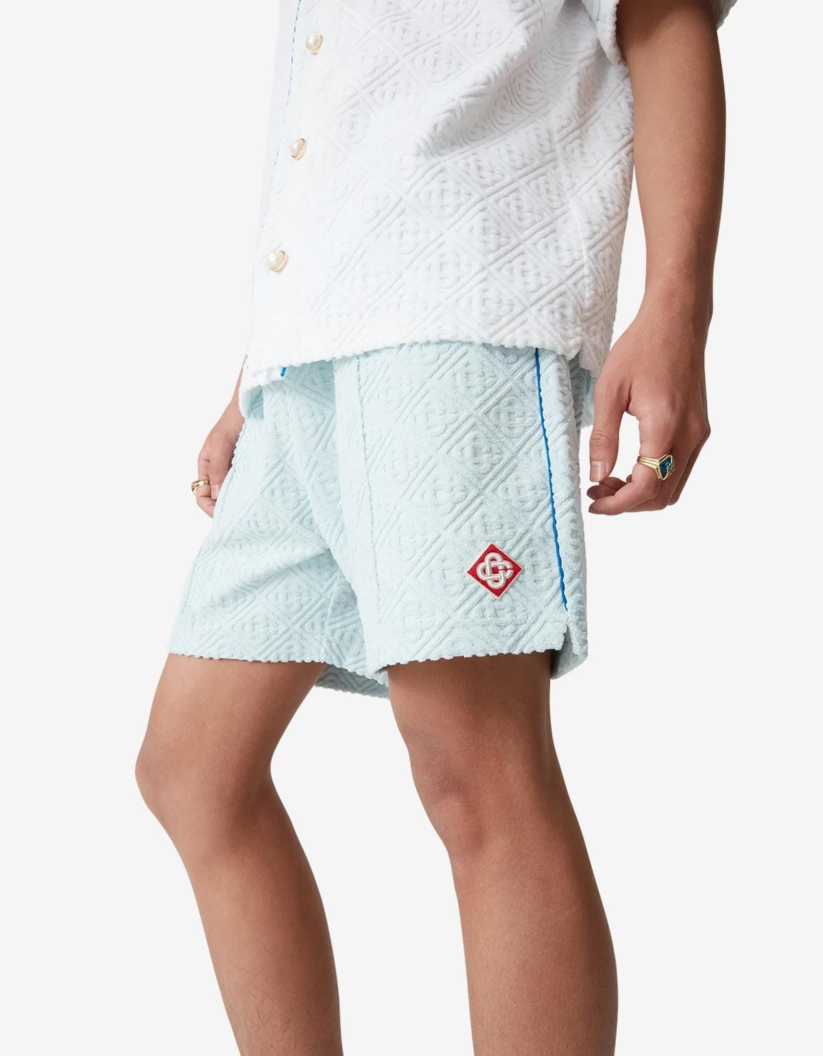 Casablanca Light Blue Monogram Towelling Shorts