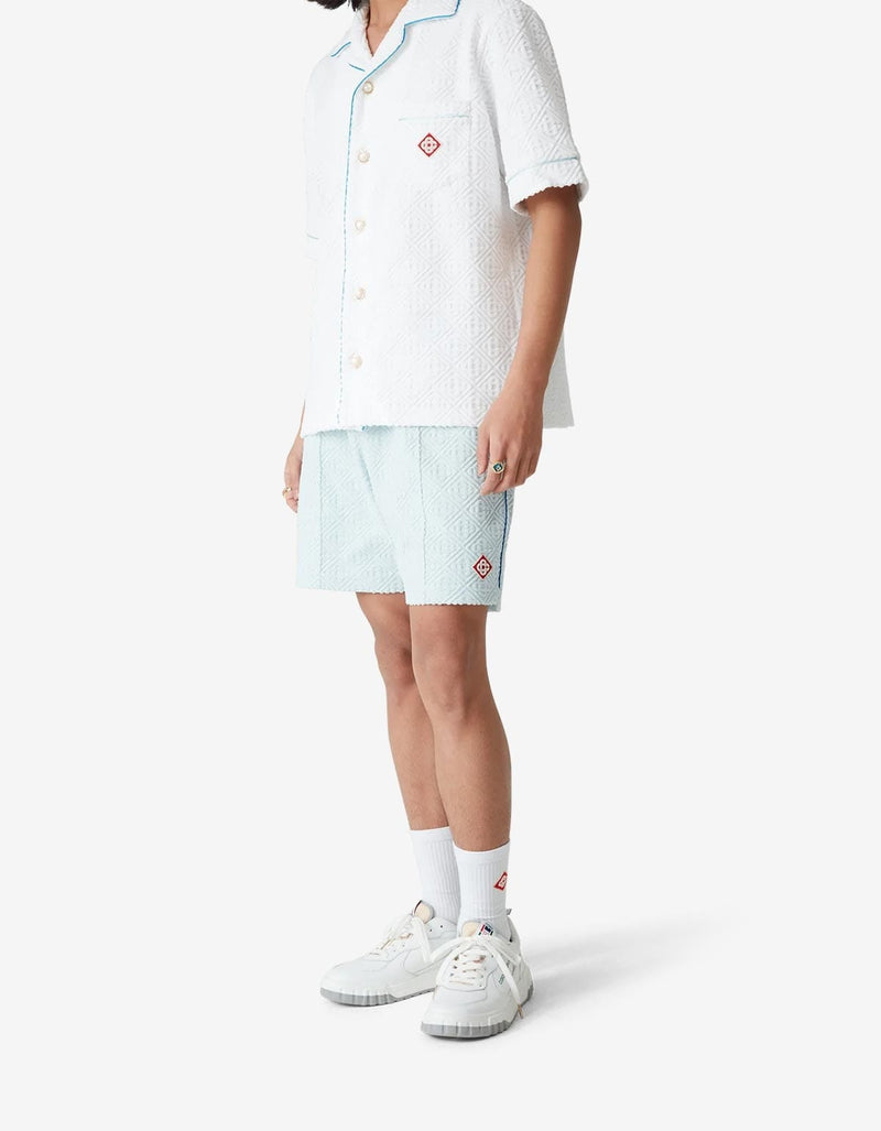 Casablanca Light Blue Monogram Towelling Shorts