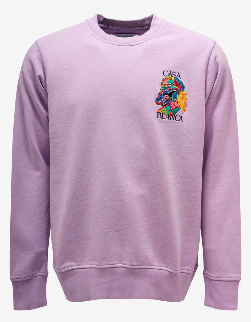 Casablanca Lilac Loopback Masao San Embroidered Sweatshirt