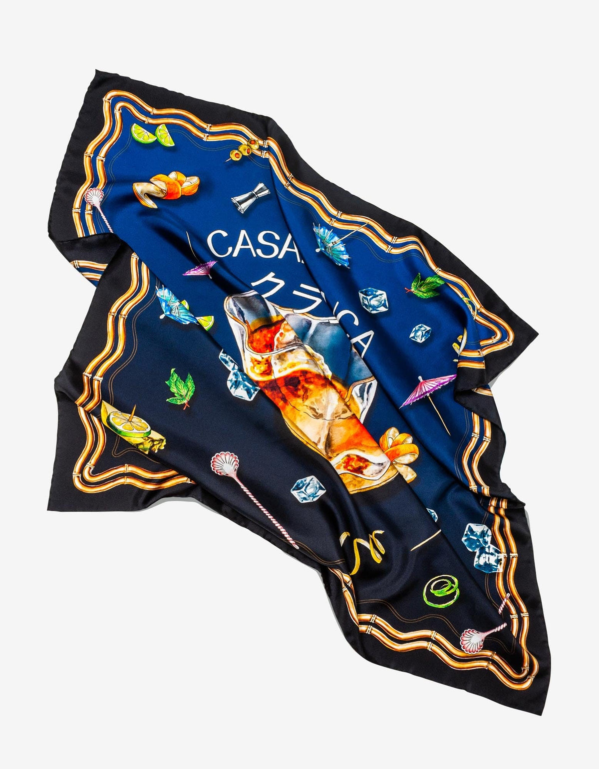 Casablanca Navy Blue Casa Club Nuit Silk Scarf