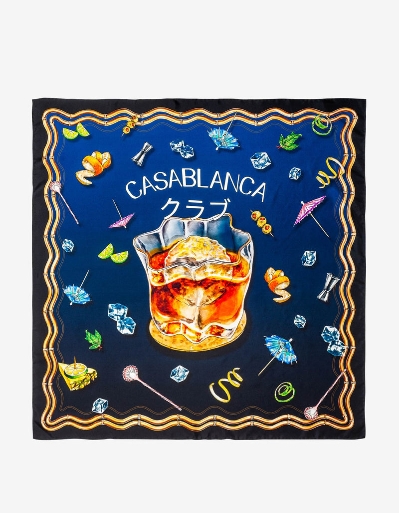 Casablanca Navy Blue Casa Club Nuit Silk Scarf