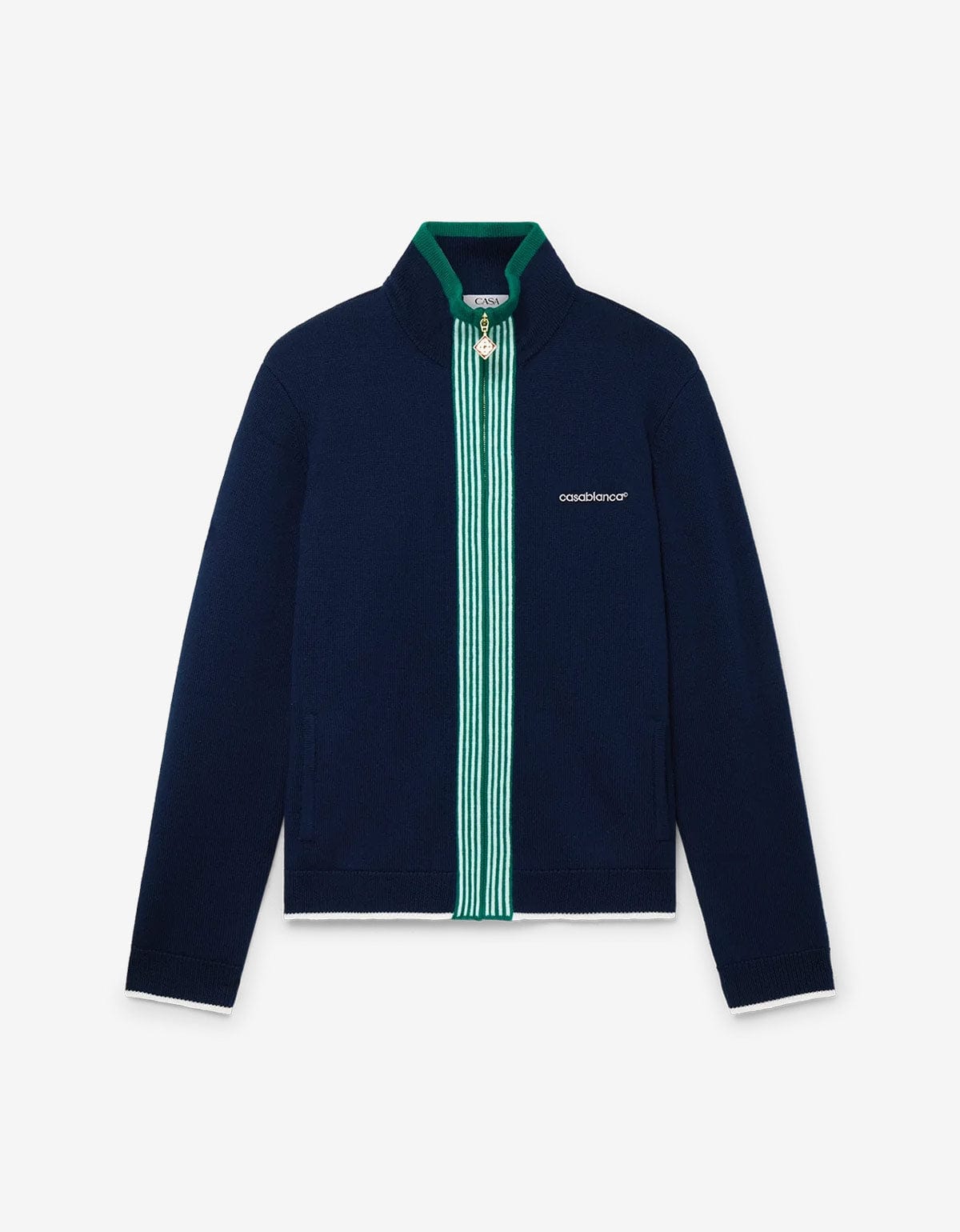 Casablanca Navy Blue Knit Tennis Track Jacket