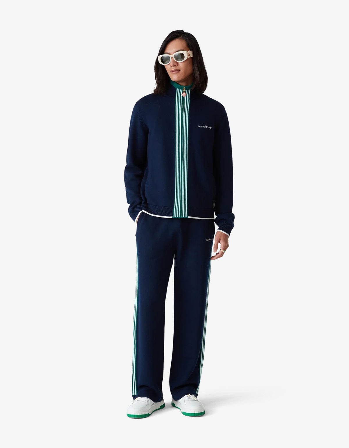 Casablanca Navy Blue Knit Tennis Track Jacket