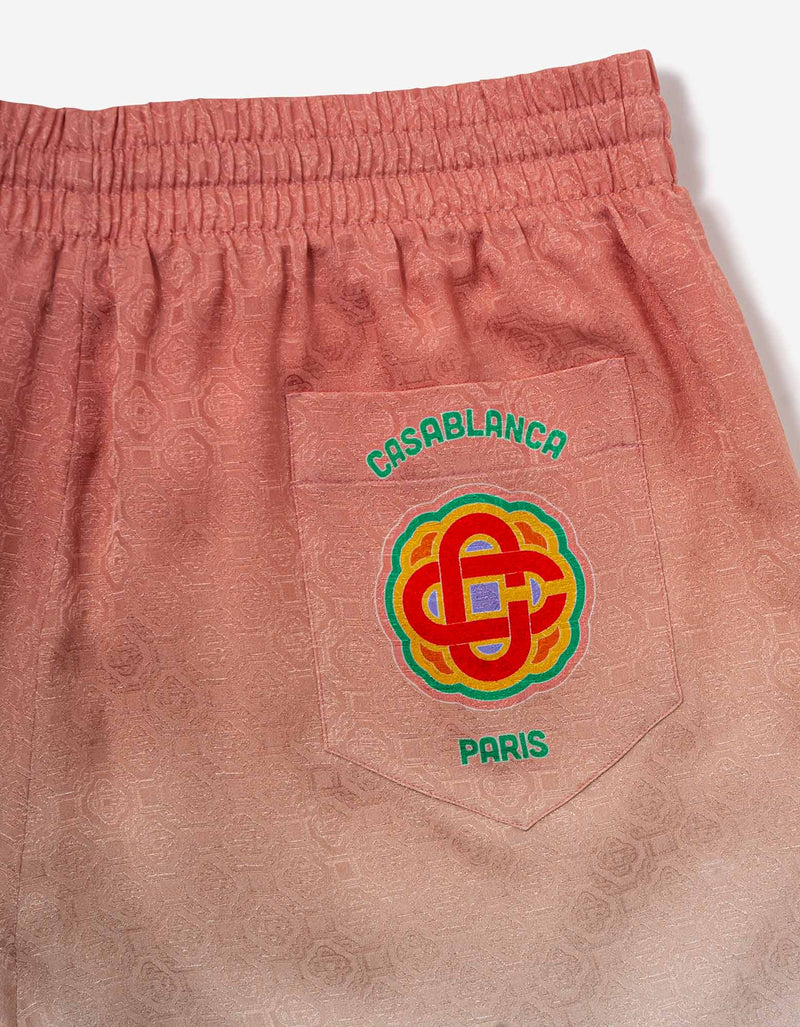 Casablanca Orange Rainbow Monogram Silk Shorts