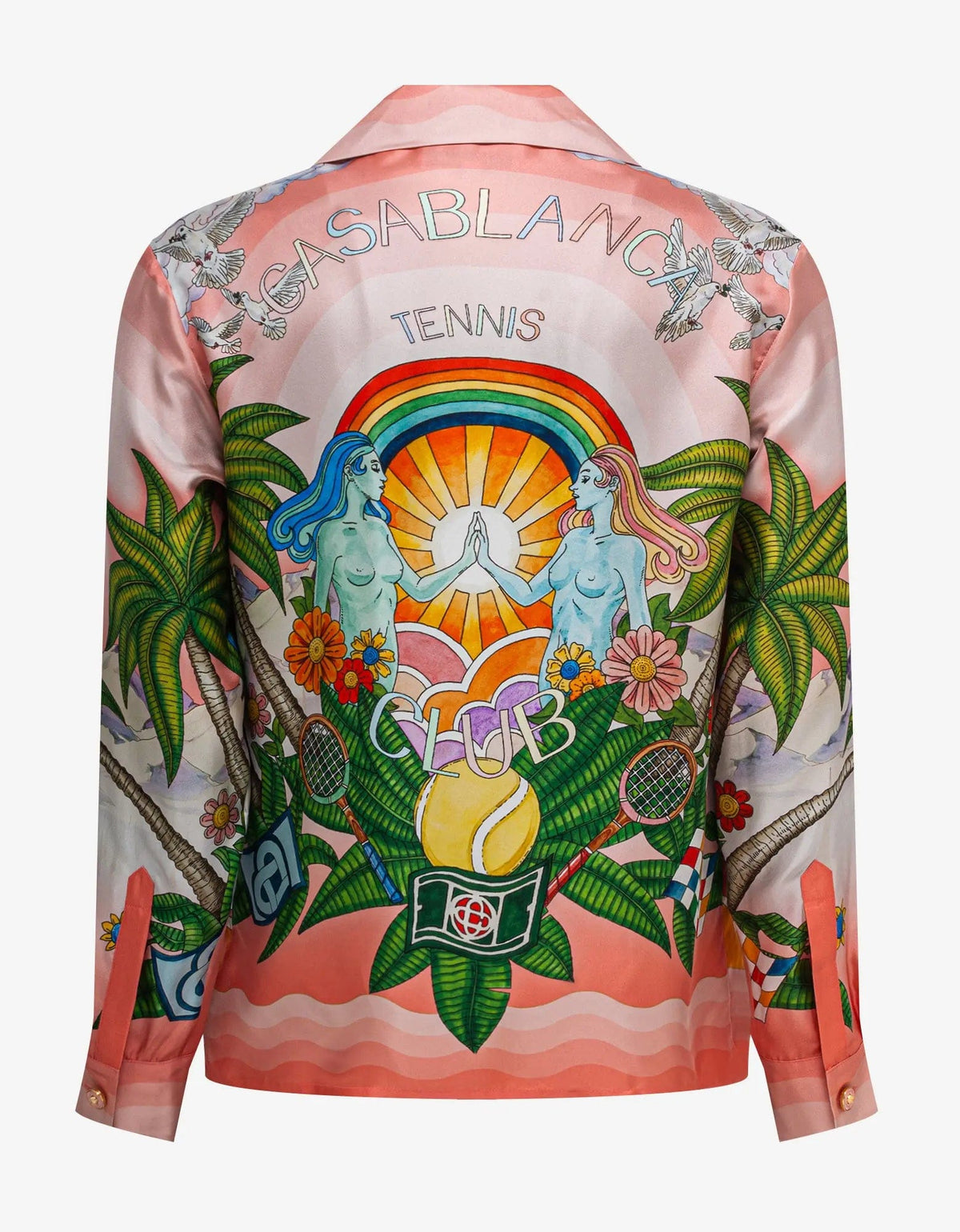 Casablanca Paix Et Amour Tennis Club Silk Shirt