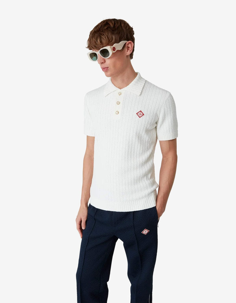 Casablanca White Boucle Polo Shirt