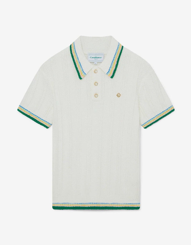 Casablanca White Rib Boucle Polo Shirt