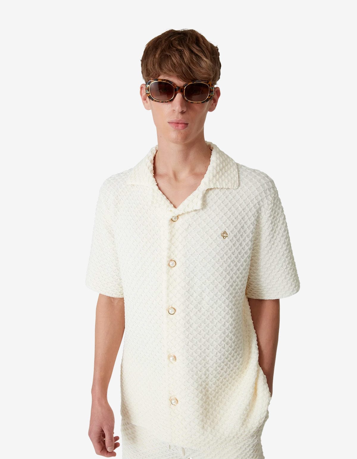 Casablanca White Textured Knitted Shirt