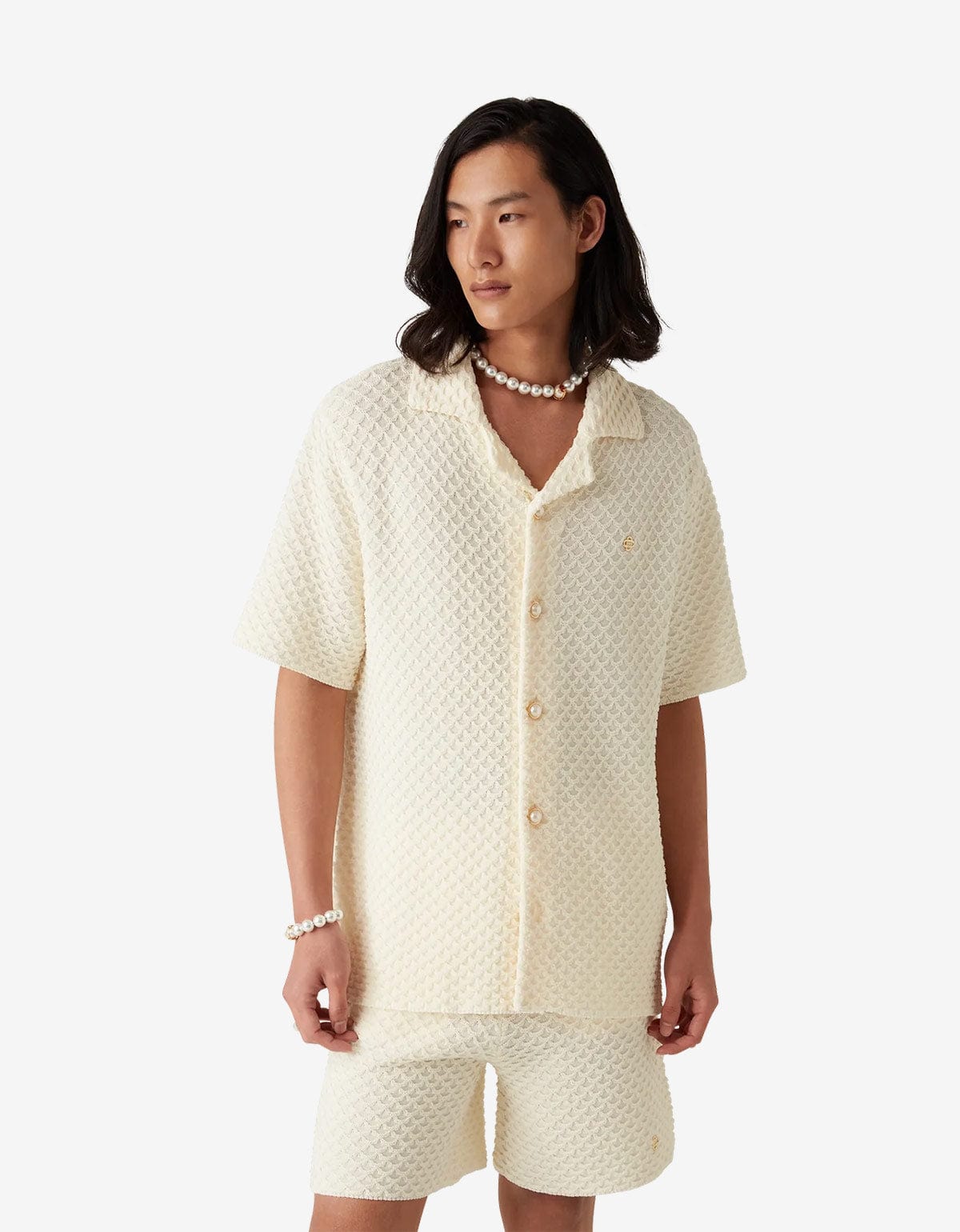 Casablanca White Textured Knitted Shirt