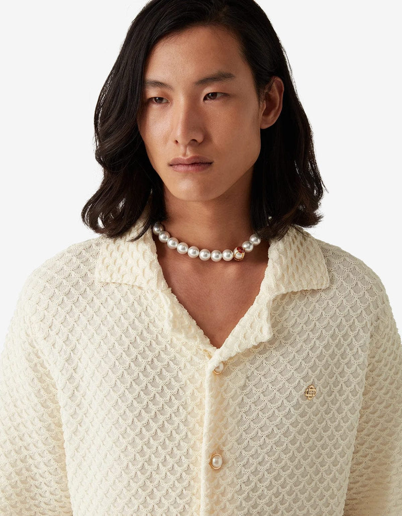 Casablanca White Textured Knitted Shirt