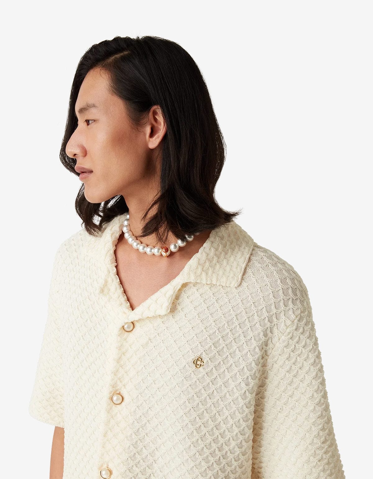 Casablanca White Textured Knitted Shirt