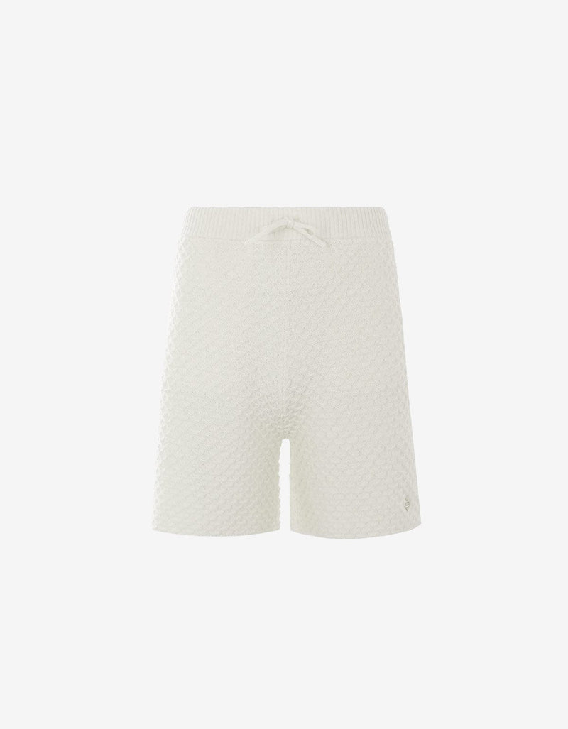 Casablanca White Textured Knitted Shorts