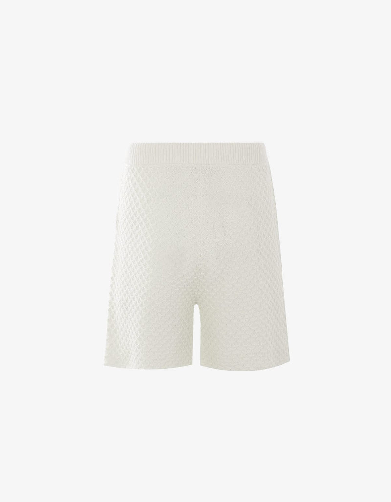 Casablanca White Textured Knitted Shorts