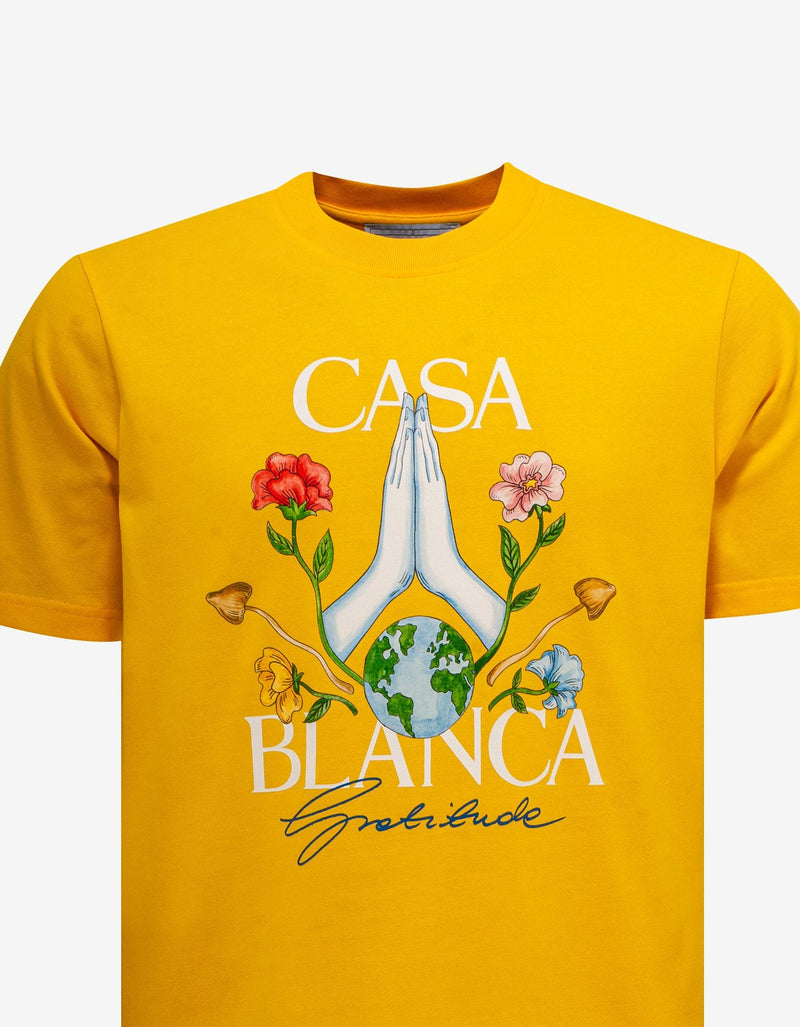 Casablanca Yellow Gratitude Print T-Shirt