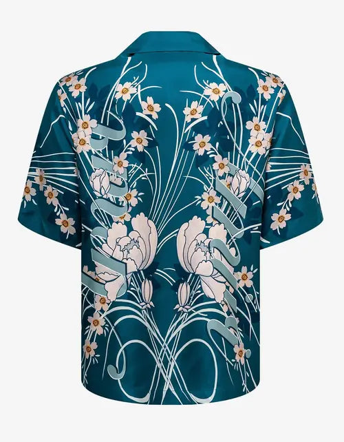 Blue Floral Bowling Shirt